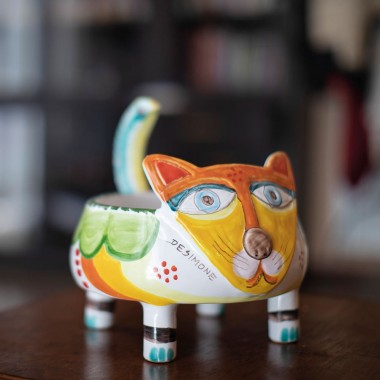 Gatto Portapianta Folk GT207 Ceramiche De Simone Gatto Portapianta Folk GT207 Ceramiche De Simone